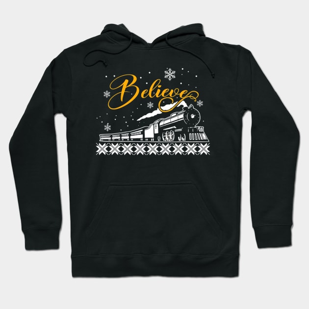 Believe Christmas North Pole Polar Express All Abroad Family Hoodie by metikc